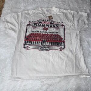 Tampa Bay Bucs vtg Super Bowl XXXVII Champions Shirt Mens XL White Bench NFL‎